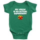 Cute Baby One-Piece - Firefighter Baby Shirt - My Uncle Is A Superhero - Custom Text Available - Many Sizes And Colors in Store