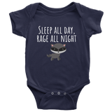 Cute Baby One-Piece - Funny Baby Shirt - Baby Shower Gift - Sleep All Day Rage All Night - Many Sizes And Colors Available - Baby Raccoon