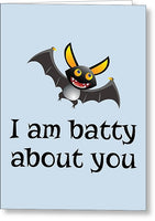 Cute Valentine's Day Card - Romantic Card For Loved One - Boyfriend Or Girlfriend Card - Batty About - Greeting Card