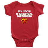 Cute Baby One-Piece - Firefighter Baby Shirt - My Uncle Is A Superhero - Custom Text Available - Many Sizes And Colors in Store