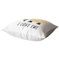 Romantic Throw Pillow - Boyfriend or Girlfriend Gift - I Love Ewe - Cute Sheep - Long Distance Relationship - Valentine or Birthday