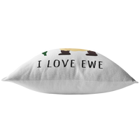 Romantic Throw Pillow - Boyfriend or Girlfriend Gift - I Love Ewe - Cute Sheep - Long Distance Relationship - Valentine or Birthday