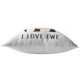 Romantic Throw Pillow - Boyfriend or Girlfriend Gift - I Love Ewe - Cute Sheep - Long Distance Relationship - Valentine or Birthday
