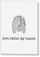 Medical Valentine's Day Card - Cute Medical Valentine - Doctor Or Med Student - You Stole My Heart - Greeting Card