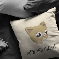 Cute Kitten Throw Pillow - Cute Romantic Gift For Loved One - Boyfriend or Girlfriend Present - Valentine or Birthday - Meow And Furever