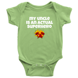 Cute Baby One-Piece - Firefighter Baby Shirt - My Uncle Is A Superhero - Custom Text Available - Many Sizes And Colors in Store