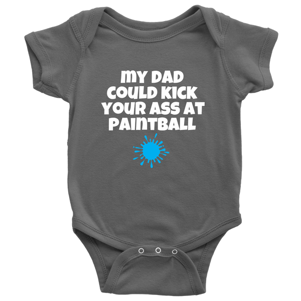 Paintball Baby One-Piece - Cute Baby Shirt - Paintball Dad - Custom Text Available - Many Sizes And Colors Available - All Cotton