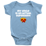 Cute Baby One-Piece - Firefighter Baby Shirt - My Uncle Is A Superhero - Custom Text Available - Many Sizes And Colors in Store
