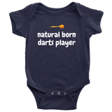 Cute Baby One-Piece- Darts Baby Shirt - Natural Born Darts Player - Baby Shower Gift - Many Sizes And Colors Available - All Cotton
