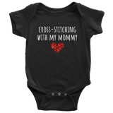Cute Baby One-Piece - Embroidery Baby Shirt - Cross-Stitching With My Mommy - Custom Text Available - Many Sizes And Colors In Store