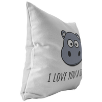 Cute Hippo Throw Pillow - Boyfriend or Girlfriend Gift - Romantic Valentine or Birthday Present - I Love You A Ton