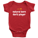 Cute Baby One-Piece- Darts Baby Shirt - Natural Born Darts Player - Baby Shower Gift - Many Sizes And Colors Available - All Cotton