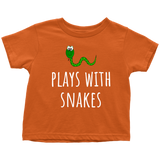 Cute Toddler Shirt - Herpetology Toddler Tee - Plays With Snakes - Snake Lover Present - Toddler Birthday Gift - Many Colors Available