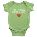 Cute Baby One-Piece - Embroidery Baby Shirt - Cross-Stitching With My Mommy - Custom Text Available - Many Sizes And Colors In Store