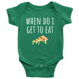Cute Baby One-Piece- Pizza Baby Shirt - Baby Gift - When Do I Get To Eat Pizza - First Birthday or Baby Shower Present - Many Sizes And Colors