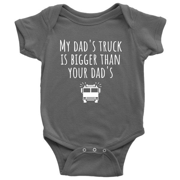 Cute Baby One-Piece - Firefighter Baby Shirt - My Dad's Truck - Firetruck One-Piece - Baby Shower Gift Idea - Many Sizes And Colors