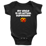Cute Baby One-Piece - Firefighter Baby Shirt - My Uncle Is A Superhero - Custom Text Available - Many Sizes And Colors in Store