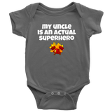Cute Baby One-Piece - Firefighter Baby Shirt - My Uncle Is A Superhero - Custom Text Available - Many Sizes And Colors in Store