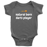 Cute Baby One-Piece- Darts Baby Shirt - Natural Born Darts Player - Baby Shower Gift - Many Sizes And Colors Available - All Cotton