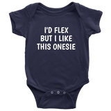 Fitness Baby One-Piece - Cute Baby Shirt - Weight Lifting Baby - I'd Flex But I Like This One-Piece - Many Sizes And Colors - First Birthday