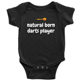 Cute Baby One-Piece- Darts Baby Shirt - Natural Born Darts Player - Baby Shower Gift - Many Sizes And Colors Available - All Cotton