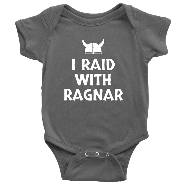 Adorable Viking Baby One-Piece- Cute Pagan Baby Shirt - I Raid With Ragnar - First Birthday Or Baby Shower Gift - Many Colors And Sizes