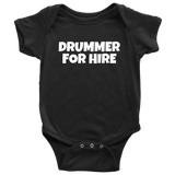 Cute Drummer Baby Shirt - Drumming Baby One-piece - Drummer For Hire - Baby Shower Gift Idea - Many Sizes And Colors
