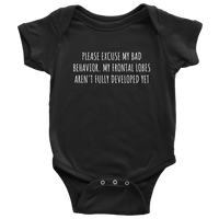 Funny Psychology Baby Shirt - Psychologist Baby One-piece - Excuse My Bad Behavior - Baby Shower Gift Idea - Many Sizes And Colors