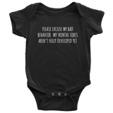 Funny Psychology Baby Shirt - Psychologist Baby One-piece - Excuse My Bad Behavior - Baby Shower Gift Idea - Many Sizes And Colors