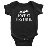 Cute Halloween Baby Shirt - Creepy Baby One-piece - Spooky Baby Bodysuit - Love At First Bite - Many Sizes And Colors - Halloween Baby Gift