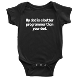 Cute Programmer Baby Shirt - Coder Baby One-piece - Programmer Bodysuit - My Dad is Better Programmer - Many Sizes And Colors - Baby Shower