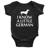 Dachshund Baby One-piece - Cute Dachshund Bodysuit - I Know A Little German - Cute Baby Gift - Dachshund Baby Present - Many Sizes, Colors