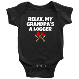 Cute Logging Baby Shirt - Baby One-piece - My Grandpa's A Logger - Baby Shower, First Birthday - Many Sizes And Colors - Cotton