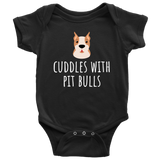 Cute Baby One-piece - Pit Bull Baby Bodysuit - Cuddles With Pit Bulls - Gift for Pit Bull Owner Baby - Many Sizes And Colors - All Cotton