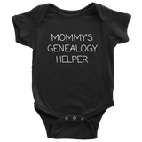 Genealogy Baby One-piece - Genealogist Baby Bodysuit - Cute Baby Shirt - Mommy's Genealogy Helper - Many Sizes And Colors
