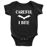 Cute Halloween Baby Shirt - Creepy Baby One-piece - Vampire Baby Bodysuit - Careful I Bite - Many Sizes And Colors - Halloween Baby Gift