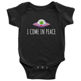 Funny UFO Baby One-piece - Alien Baby Bodysuit - Ufology Baby Shirt - I Come In Peace - Baby Gift Idea - Many Sizes And Colors