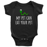 Cute Baby One-piece - Bodysuit - Herpetology Baby Shirt - My Pet Can Eat Your Pet - Snake - Many Sizes And Colors Available - Cute Baby Gift