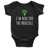 Funny Baby Vegan One-piece - Vegan Baby Clothes - I'm Here For The Broccoli - Cute Vegan Bodysuit - Baby Gift Idea - Many Sizes and Colors
