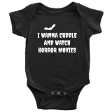 Funny Halloween Baby Shirt - Creepy Baby One-piece - Spooky Baby Bodysuit - Cuddle And Watch Horror Movies - Halloween Baby Gift