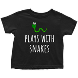 Cute Toddler Shirt - Herpetology Toddler Tee - Plays With Snakes - Snake Lover Present - Toddler Birthday Gift - Many Colors Available