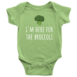 Funny Baby Vegan One-piece - Vegan Baby Clothes - I'm Here For The Broccoli - Cute Vegan Bodysuit - Baby Gift Idea - Many Sizes and Colors