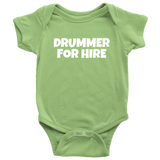 Cute Drummer Baby Shirt - Drumming Baby One-piece - Drummer For Hire - Baby Shower Gift Idea - Many Sizes And Colors