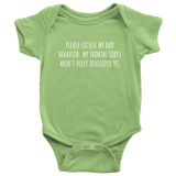 Funny Psychology Baby Shirt - Psychologist Baby One-piece - Excuse My Bad Behavior - Baby Shower Gift Idea - Many Sizes And Colors