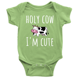 Cute Baby One-piece - Infant Bodysuit - Farming Baby Shirt - Holy Cow I'm Cute - Cute Baby Gift - Many Sizes And Colors Available - Cute Cow