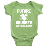 Cute Drummer Baby Shirt - Drumming Baby One-piece - Future Drummer Just Like Daddy - Baby Shower Gift Idea - Many Sizes And Colors