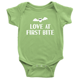 Cute Halloween Baby Shirt - Creepy Baby One-piece - Spooky Baby Bodysuit - Love At First Bite - Many Sizes And Colors - Halloween Baby Gift