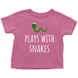 Cute Toddler Shirt - Herpetology Toddler Tee - Plays With Snakes - Snake Lover Present - Toddler Birthday Gift - Many Colors Available