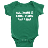 Funny Feminist Baby One-piece - Feminist Baby Bodysuit - Equal Rights And A Nap - Many Sizes And Colors Available - Baby Shower or Birthday