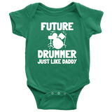 Cute Drummer Baby Shirt - Drumming Baby One-piece - Future Drummer Just Like Daddy - Baby Shower Gift Idea - Many Sizes And Colors
